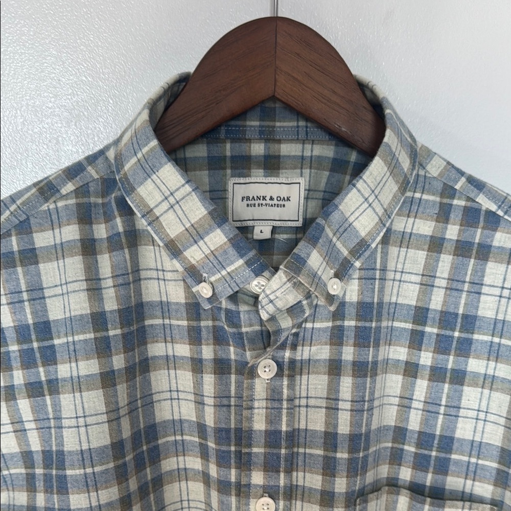 Frank & Oak Men's Blue Plaid Shirt